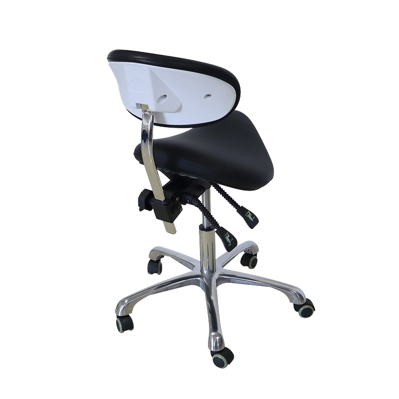 Aluminum Alloy Black Color Medical Electric Dentist Economic Chair Dental Saddle Seat Assistant Stool for Clinic with Backrest